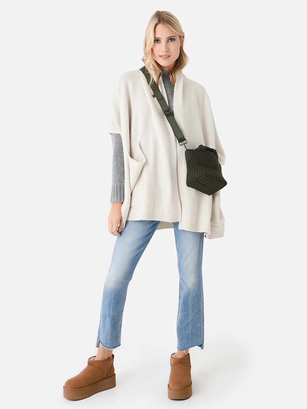 White + Warren Cashmere Blend Open Poncho